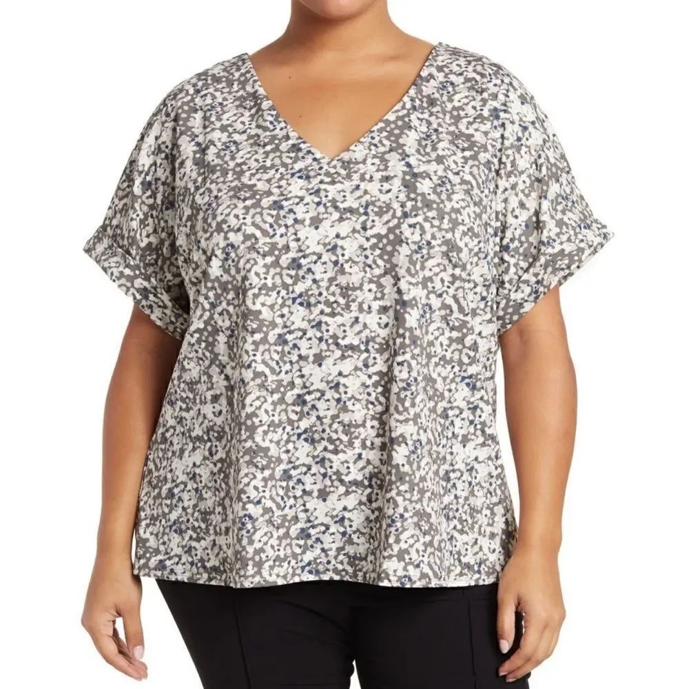Melloday V-Neck Short Sleeve Techno Top Women’s Small